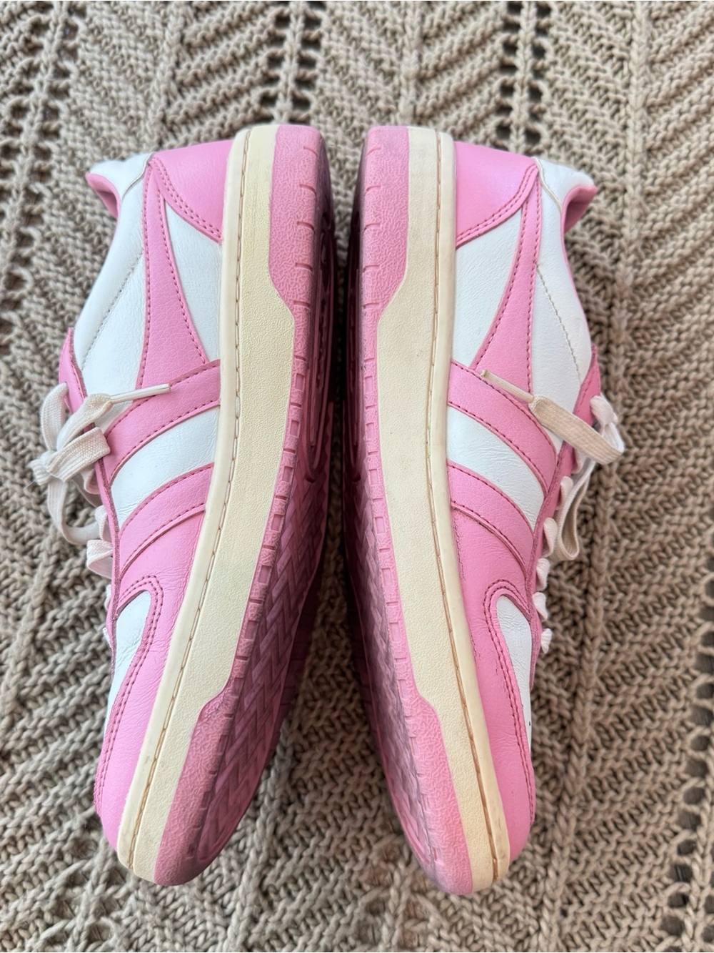 Gola Hawk Pink White Leather Sneakers Size 7 Retro Court Anthropologie - Picture 6 of 10